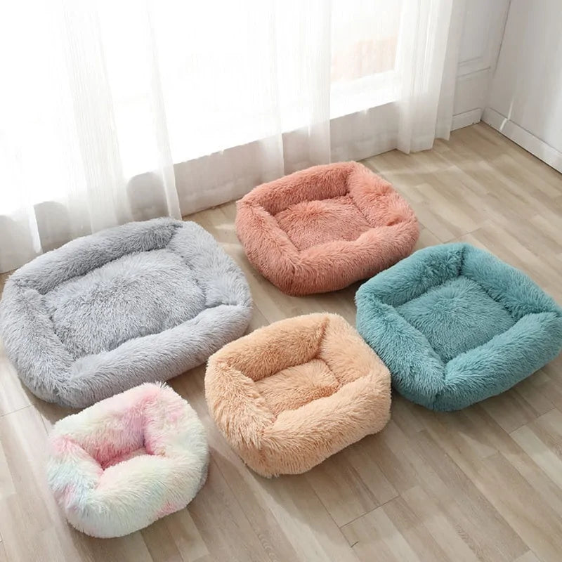 Plush Square Cat Bed: Warm Winter Pet Nest for Small Dogs and Cats