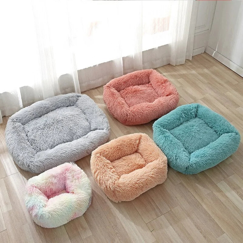 Plush Square Cat Bed: Warm Winter Pet Nest for Small Dogs and Cats