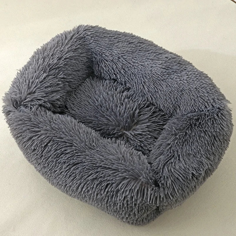 Plush Square Cat Bed: Warm Winter Pet Nest for Small Dogs and Cats