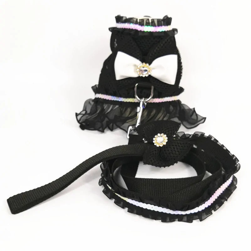 Princess Dog Dress Set with Harness and Leash - Perfect for Small Dogs