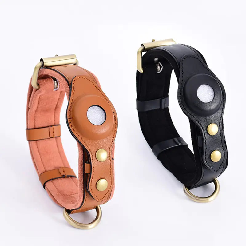 Genuine Leather Airtag Heavy Duty Dog Collar